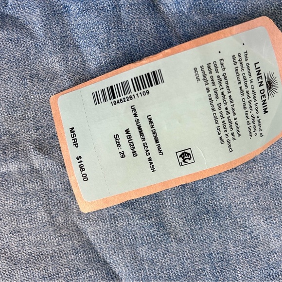 Faherty Women’s Linen Denim Pant Size 29 Summer Seas Wash - Picture 7 of 8